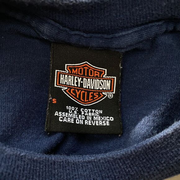 Harley Davidson T Shirt Mens Small Blue Milwaukee WI House of Harley Big Logo - Picture 6 of 8